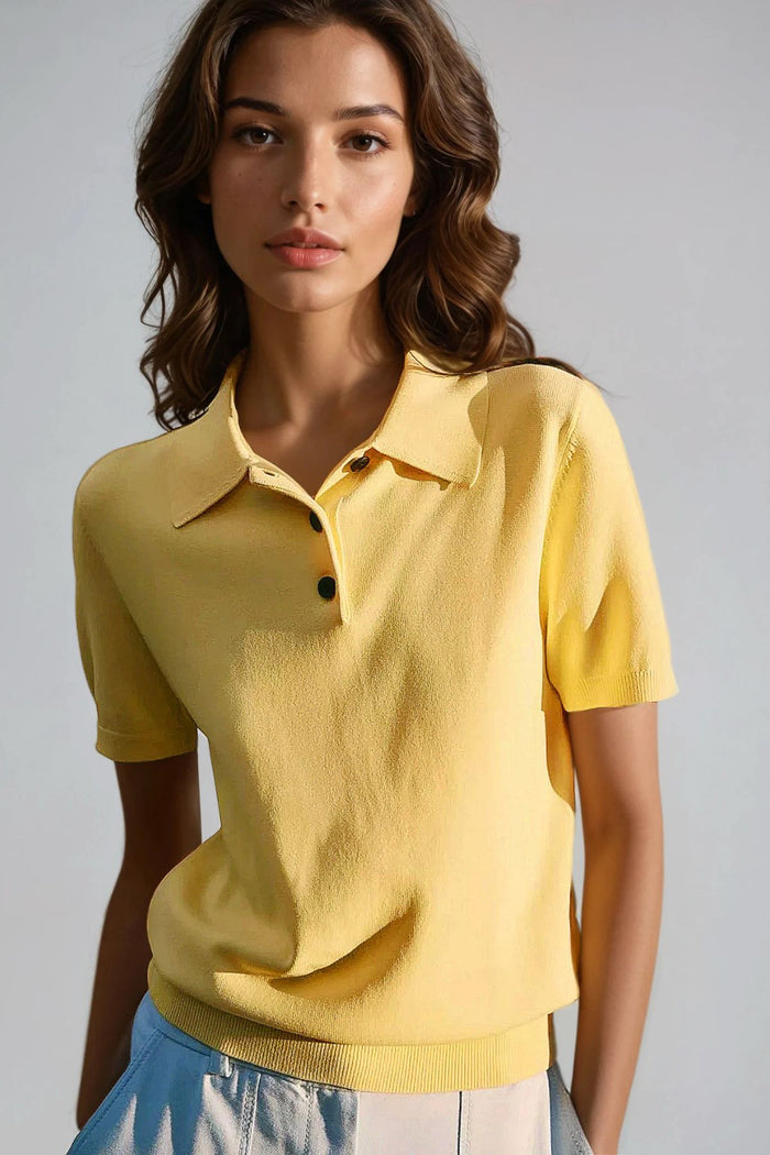 LIORA Relaxed Knit Polo (Yellow)