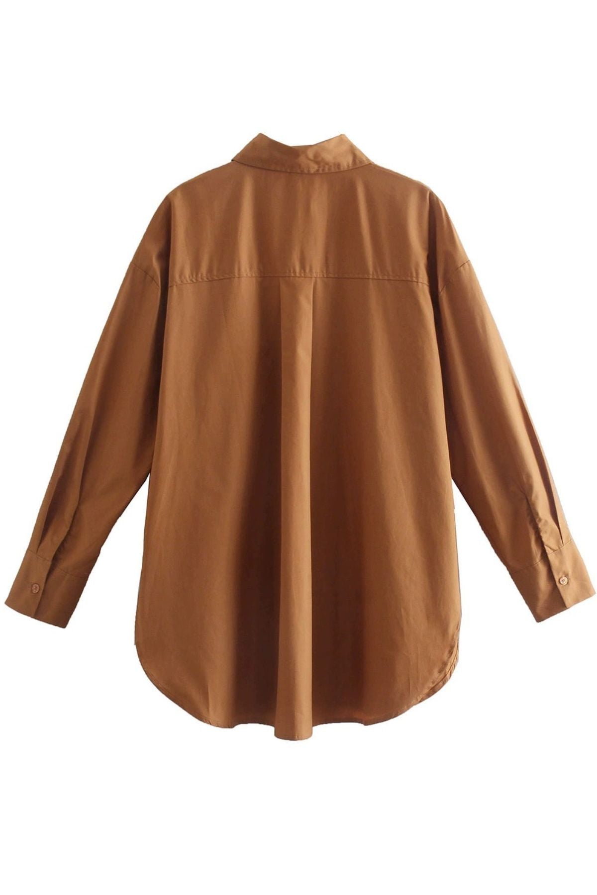 ESTHER Oversized Button-Down Pocket Shirt (Russet Brown)