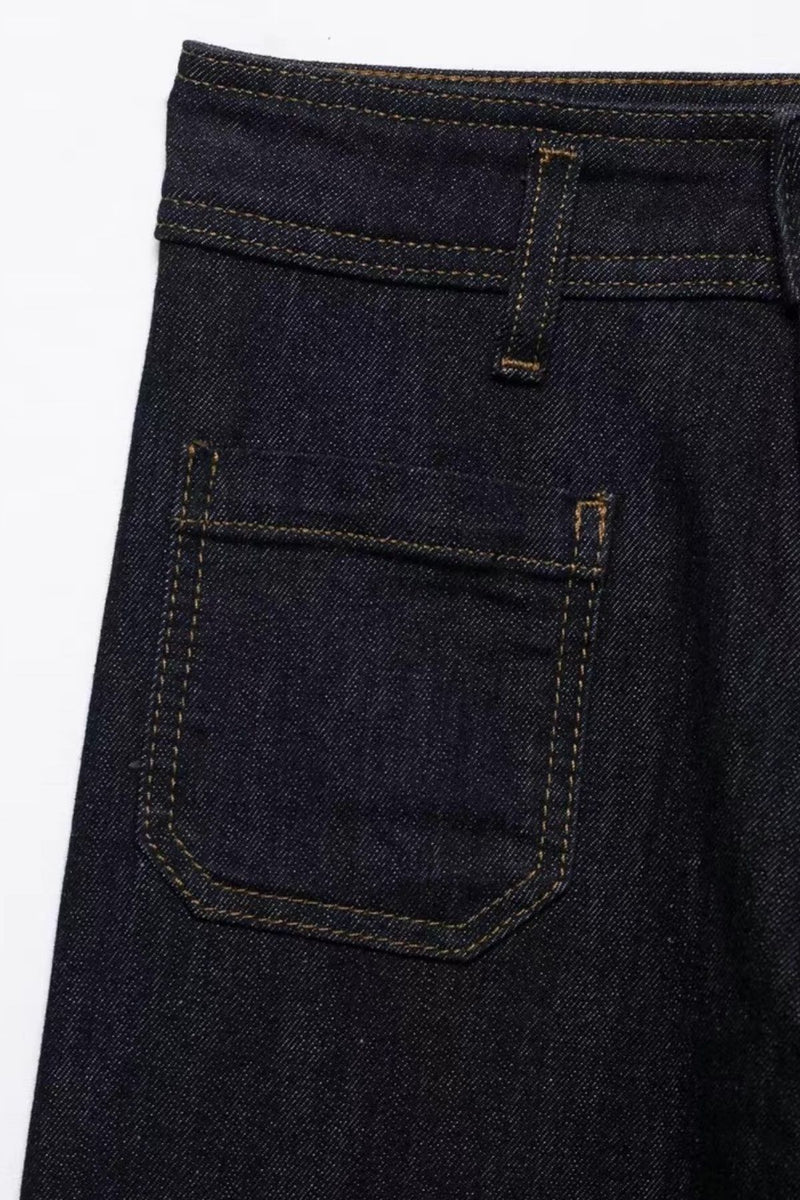 REEVE Plus Size High-Waist Wide Leg Jeans (Washed Black)