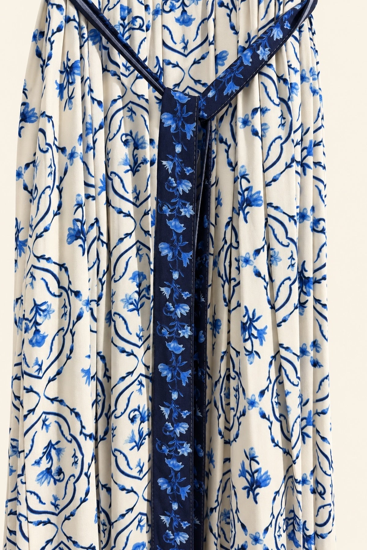ISADORA Blue Floral Print Maxi Dress with Detachable Sash