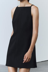 AMINA Square-Neck Mini Dress (Black)