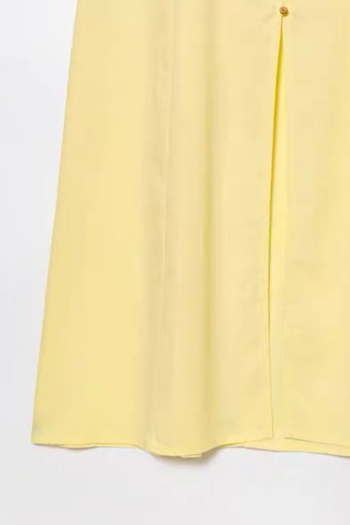 SOLENE Linen Button-Front Midi Dress (Butter Yellow)