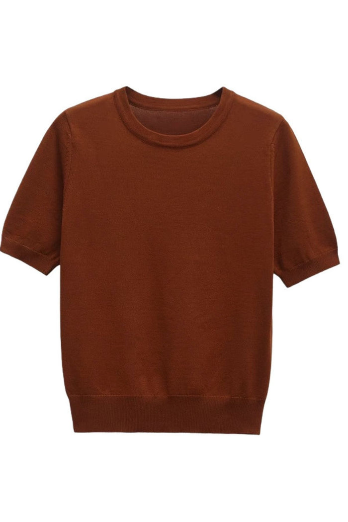 MAYA Crew Knit Tee (Russet Brown)