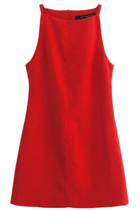 AMINA Square-Neck Mini Dress (Red)