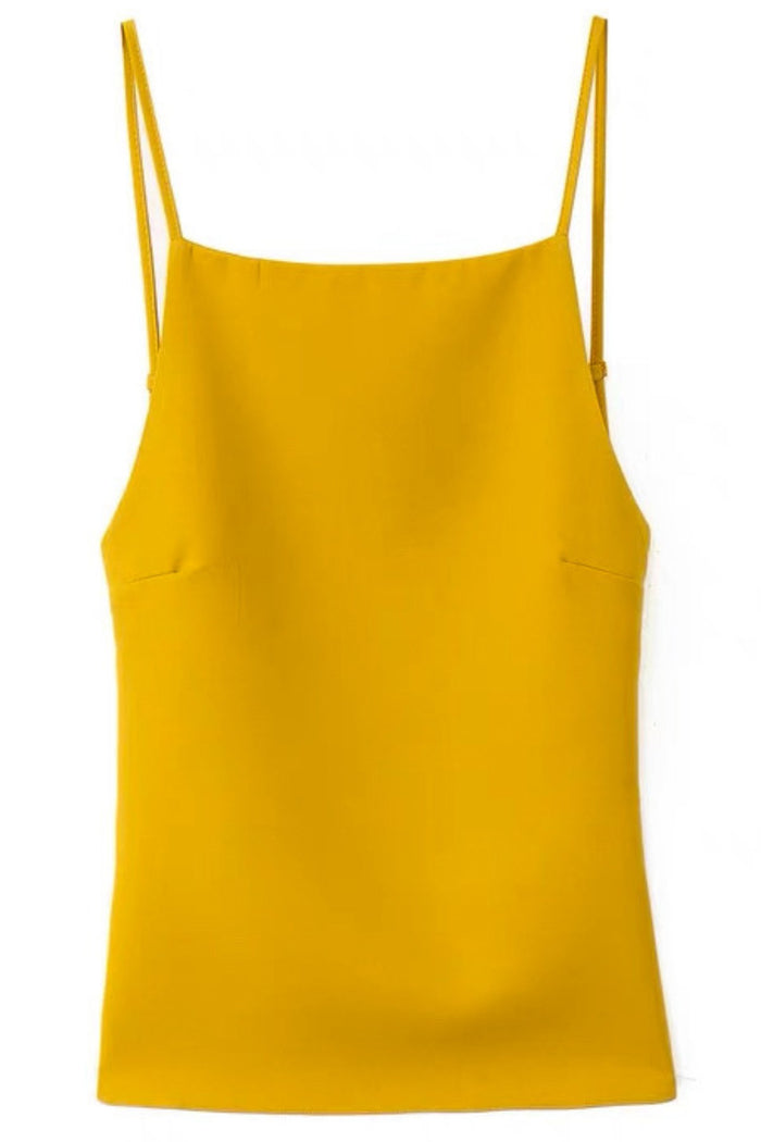 CLEO Backless Square-Neck Cami Top (Honey Yellow)
