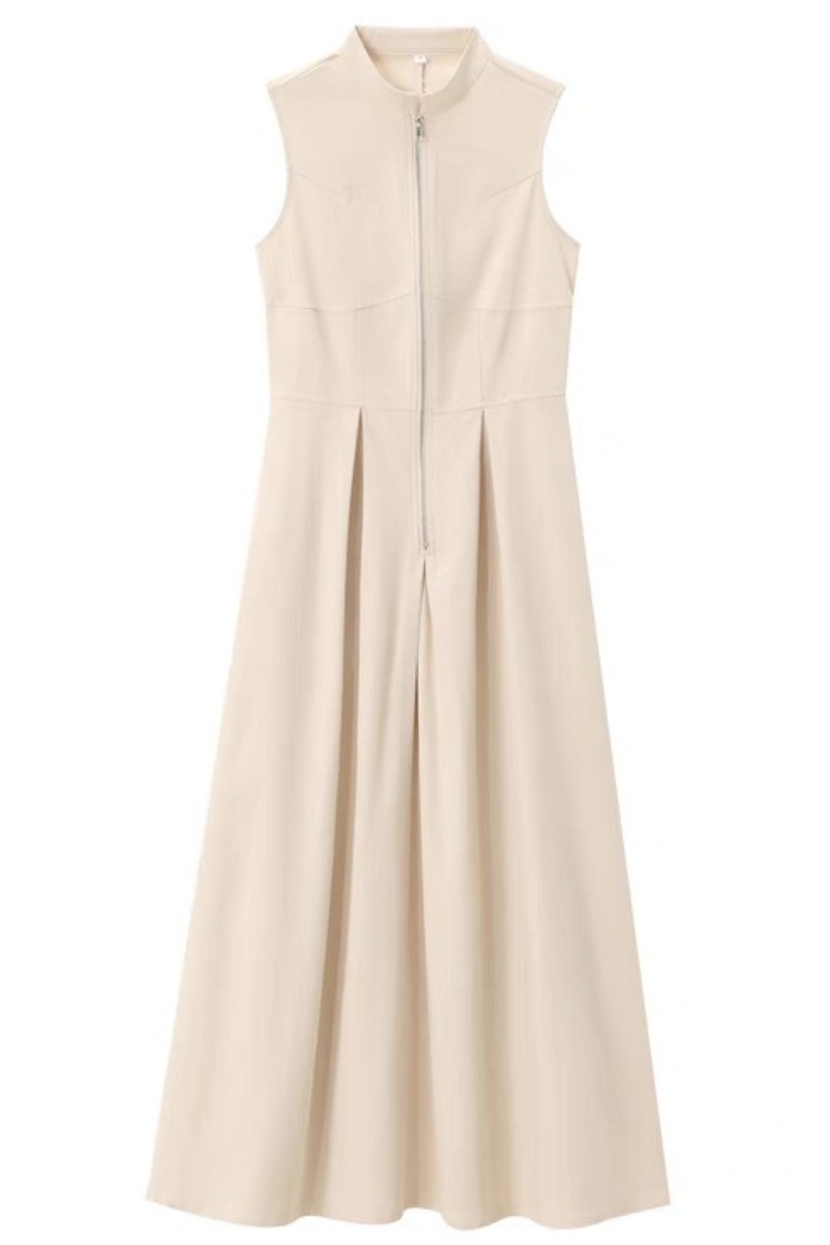 CARA Utility Zip Maxi Dress (Cream Beige)
