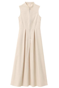 CARA Utility Zip Maxi Dress (Cream Beige)
