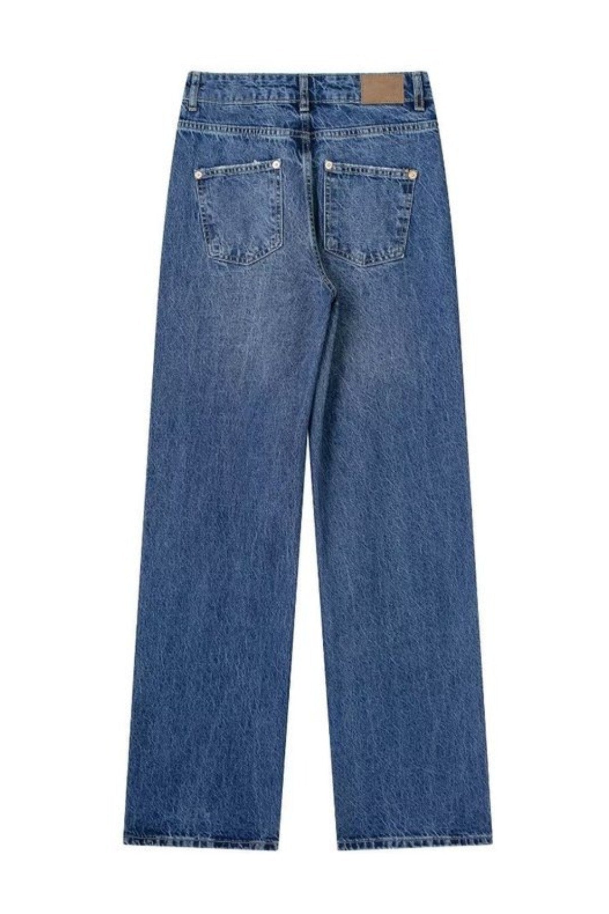 BLAKE High-Waist Straight Leg Full Length Jeans (Dark Blue Washed)