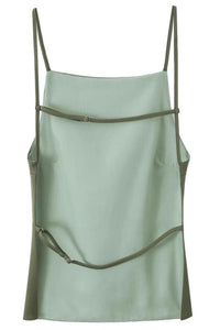 CLEO Backless Square-Neck Cami Top (Olive Green)