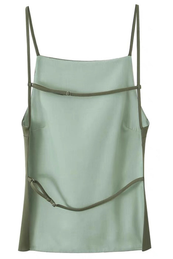 CLEO Backless Square-Neck Cami Top (Olive Green)