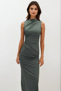VELA Knit Midi Dress (Deep Sage Green)