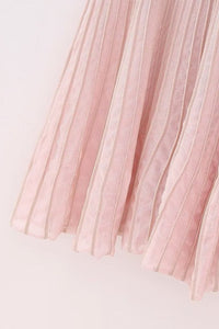 NICOLE Cross-Strap Knit Pleated Midi Dress (Blush Pink)