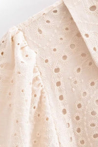 ODETTE Broderie Eyelet Midi Dress with Rope Tie (Cream)