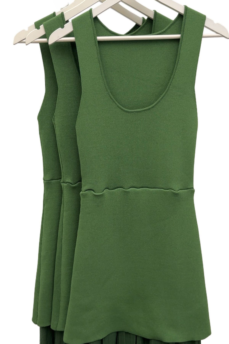 INARA Knit Pleated Maxi Dress (Forest Green)