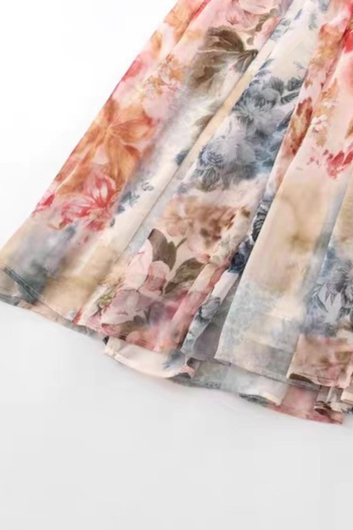 AURELIA Watercolor Floral Chiffon Belted Midi Dress