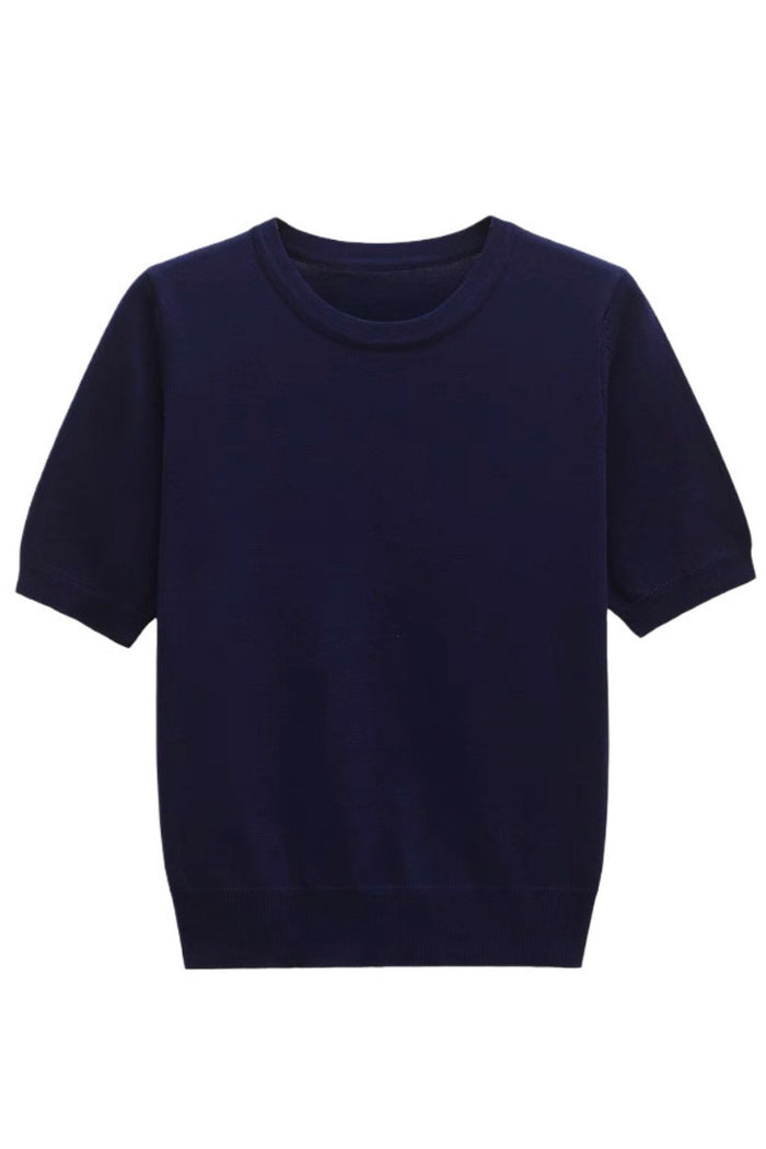 MAYA Crew Knit Tee (Navy Blue)