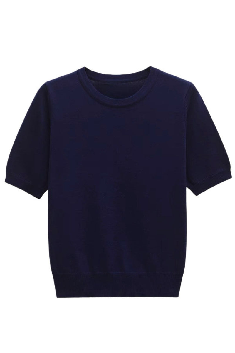 MAYA Crew Knit Tee (Navy Blue)