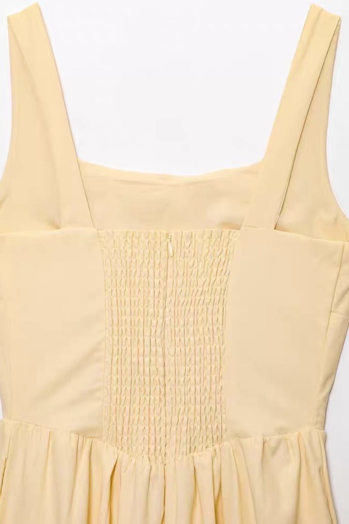 MARCELLA Square Neck Fit & Flare Midi Dress with Pockets (Butter Yellow)