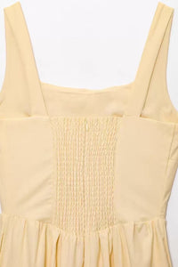MARCELLA Square Neck Fit & Flare Midi Dress with Pockets (Butter Yellow)