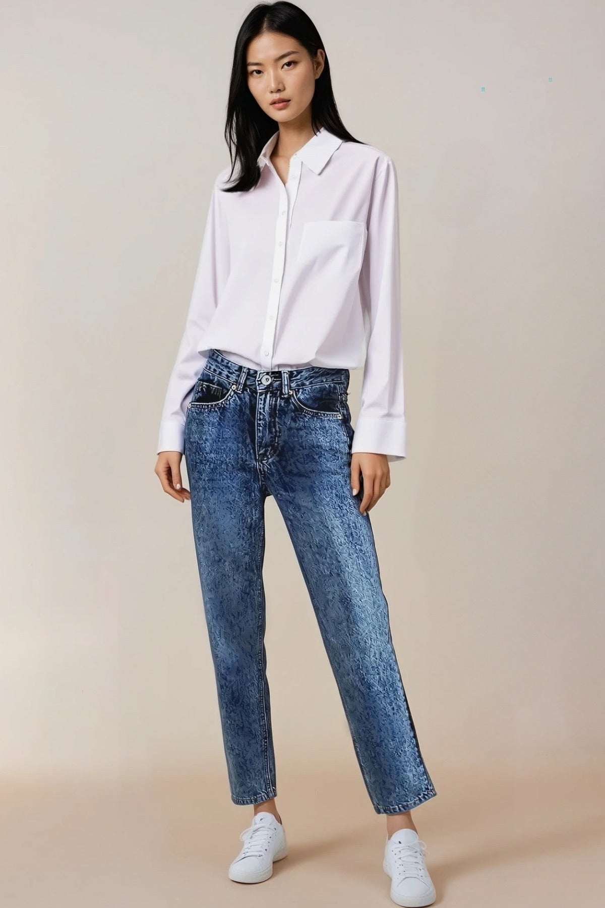 JEORELLA High-Waist Mom Jeans