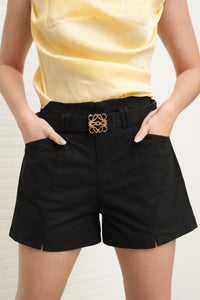 LUMI Belted Tailored Shorts (Black)