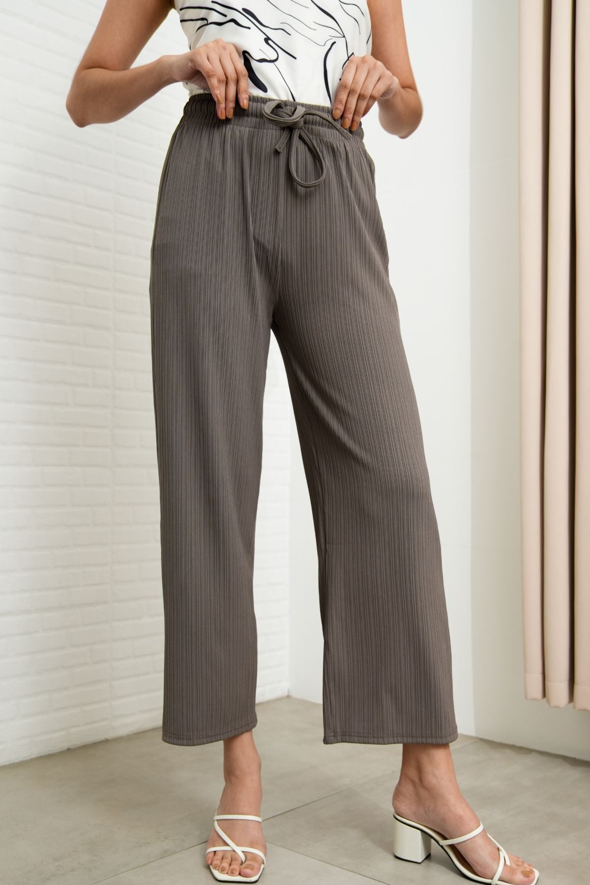 MAUDE Drawstring Lounge Pants (Grey)