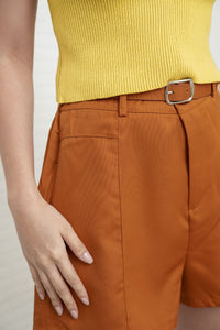 INEJ Belted Tailored Shorts (Squash Brown)
