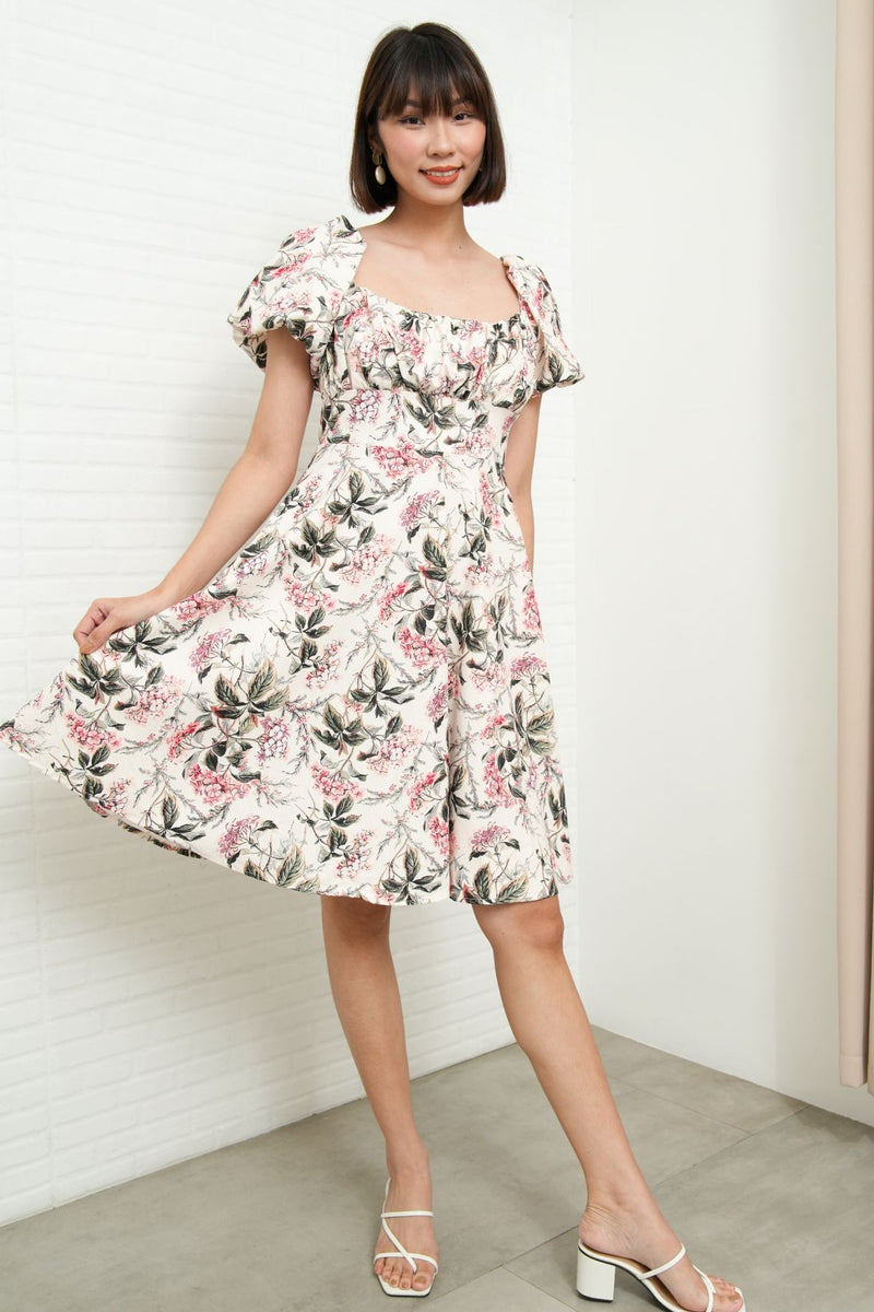 MAISIE Puff-Sleeve Babydoll Dress (Floral 2)