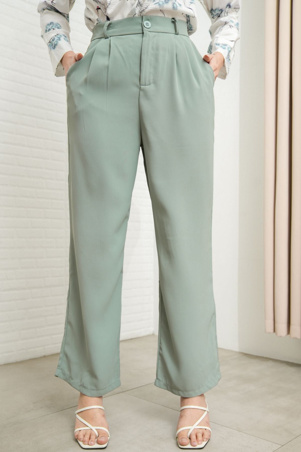 Straight leg shop high waisted trousers