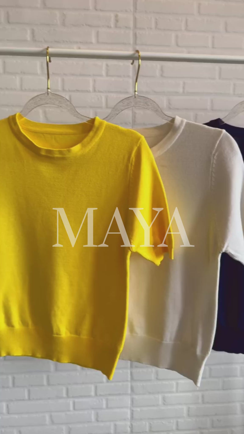 MAYA Crew Knit Tee (Navy Blue)