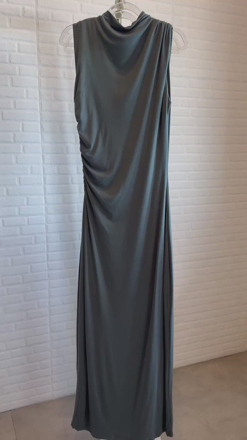 VELA Knit Midi Dress (Deep Sage Green)