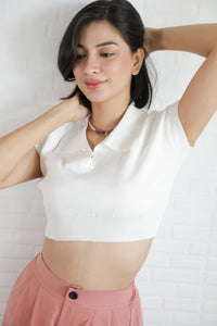 LEXI Crop Knit Shirt (White)