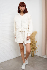 WYNTER Zip-Front Top & Shorts Co-ord (Cream)