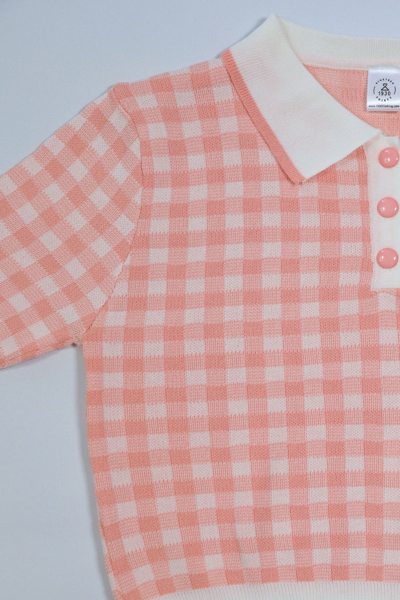 JENNA Plaid Knit Shirt (Pink)