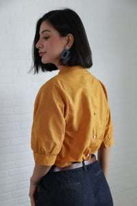 TAYLOR Relaxed Mandarin Collar Top (Saffron Yellow)