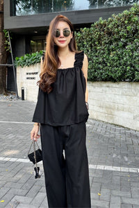 SHELBY Square-Neck Sleeveless Top & Pants Co-ord (Black)