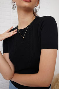 SLOANE Textured Knit Top (Black)
