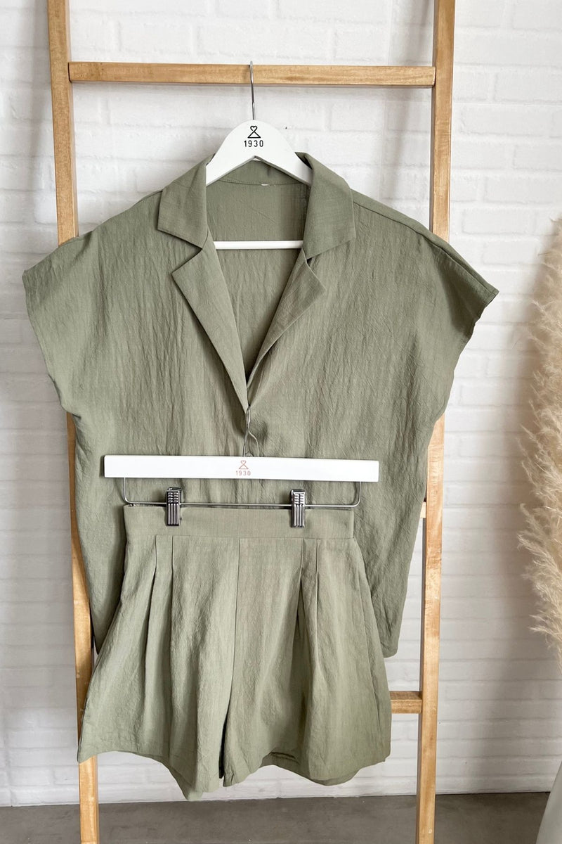AVERY Linen Top & Shorts Co-ord (Sage)