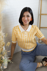 JENNA Plaid Knit Shirt (Yellow)