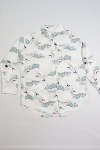 DANIELLE Bird-Print Button-down Shirt (White)