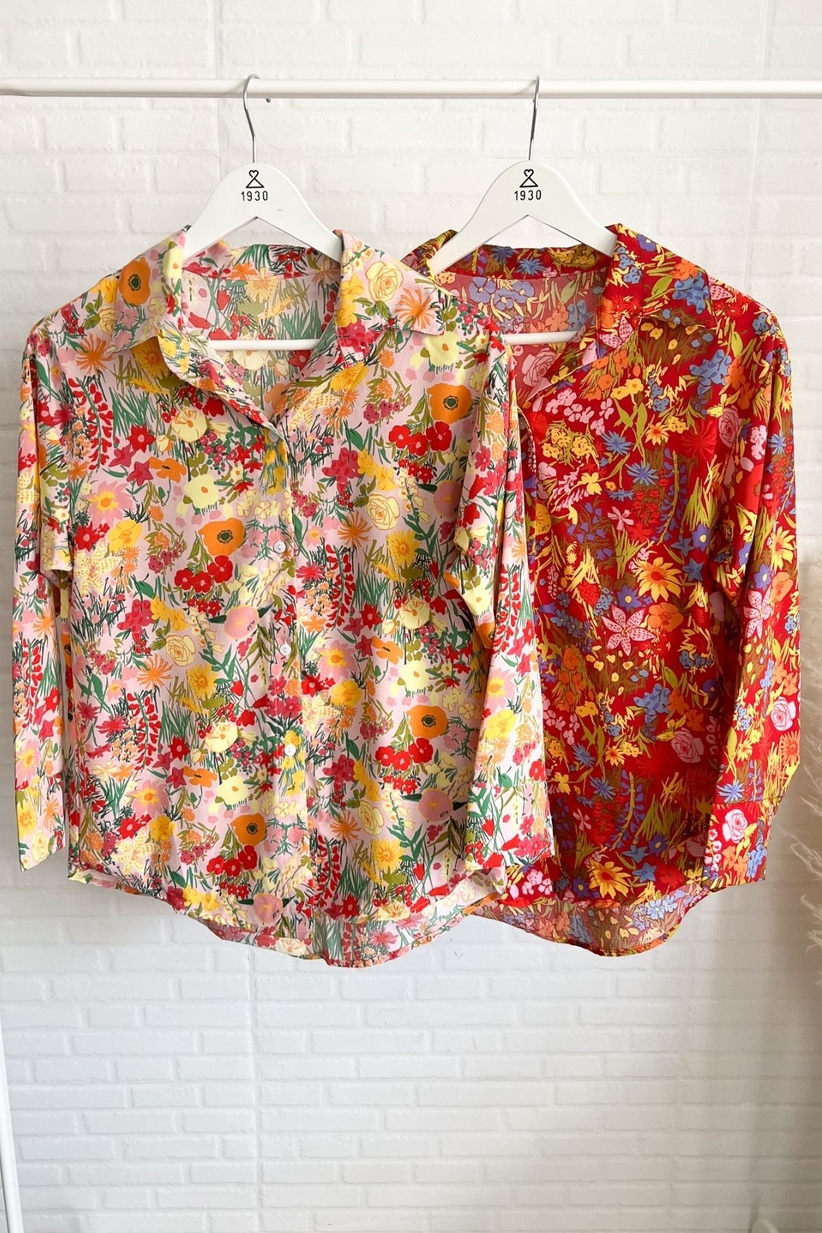 KIMBERLY Floral Button-down Shirt (Red)
