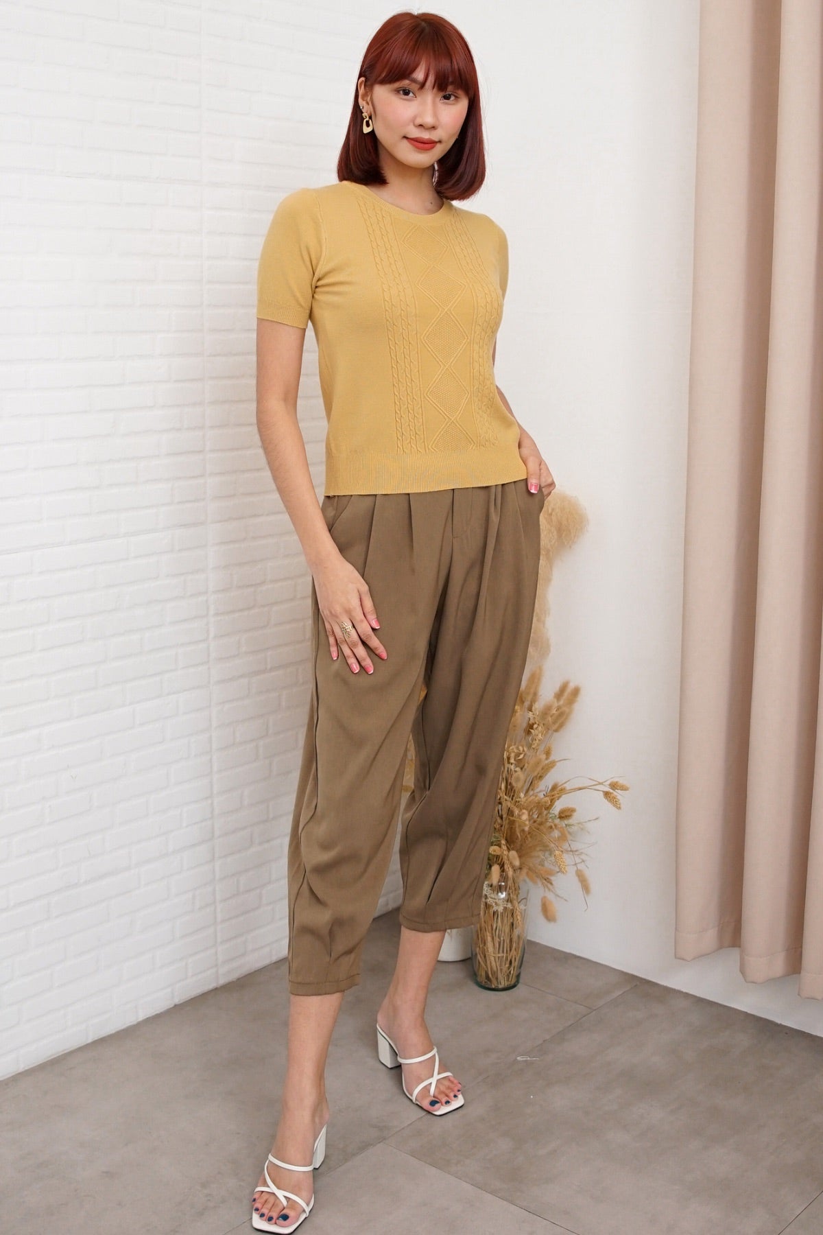 SLOANE Textured Knit Top (Warm Yellow)