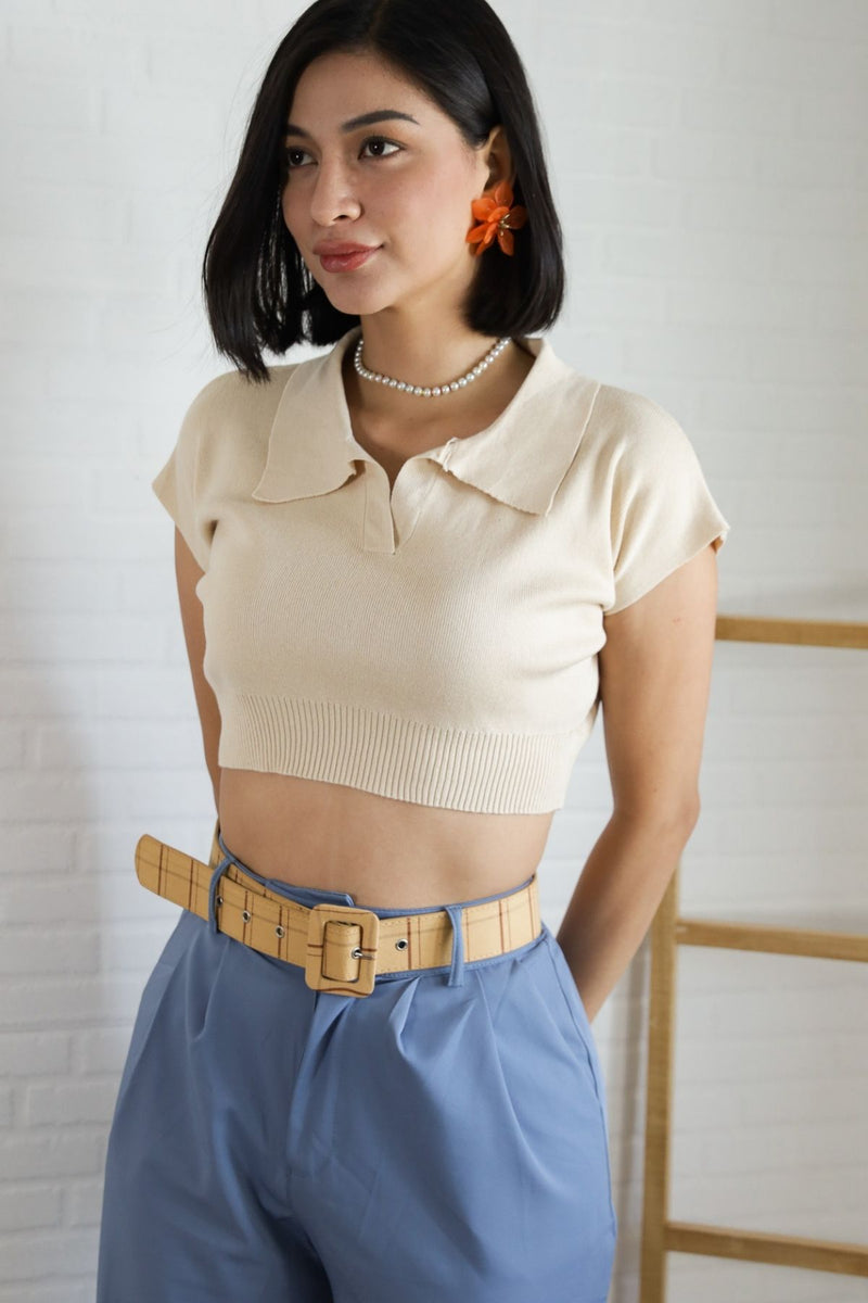 LEXI Crop Knit Shirt (Cream)