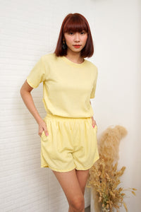 ALESSIA Textured Crepe Top & Shorts Co-ord (Yellow)
