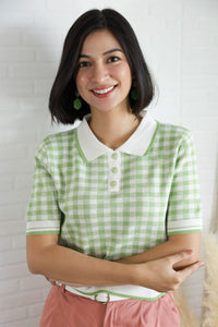 JENNA Plaid Knit Shirt (Green)