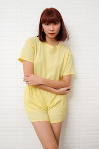 ALESSIA Textured Crepe Top & Shorts Co-ord (Yellow)