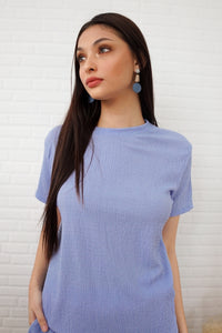 ALESSIA Textured Crepe Top & Shorts Co-ord (Periwinkle Blue)