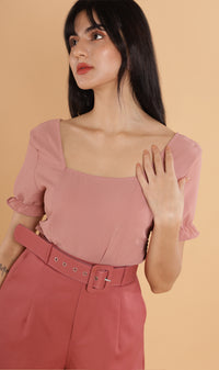 TANSY Square-Neck Top (Dusty Pink)