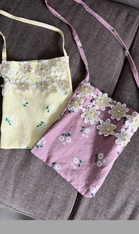YANA Floral-Print Puff-Sleeve Babydoll Dress w/ Bag (Yellow)