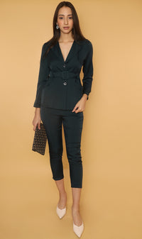 VIDA Belted Suit Set (Peacock)
